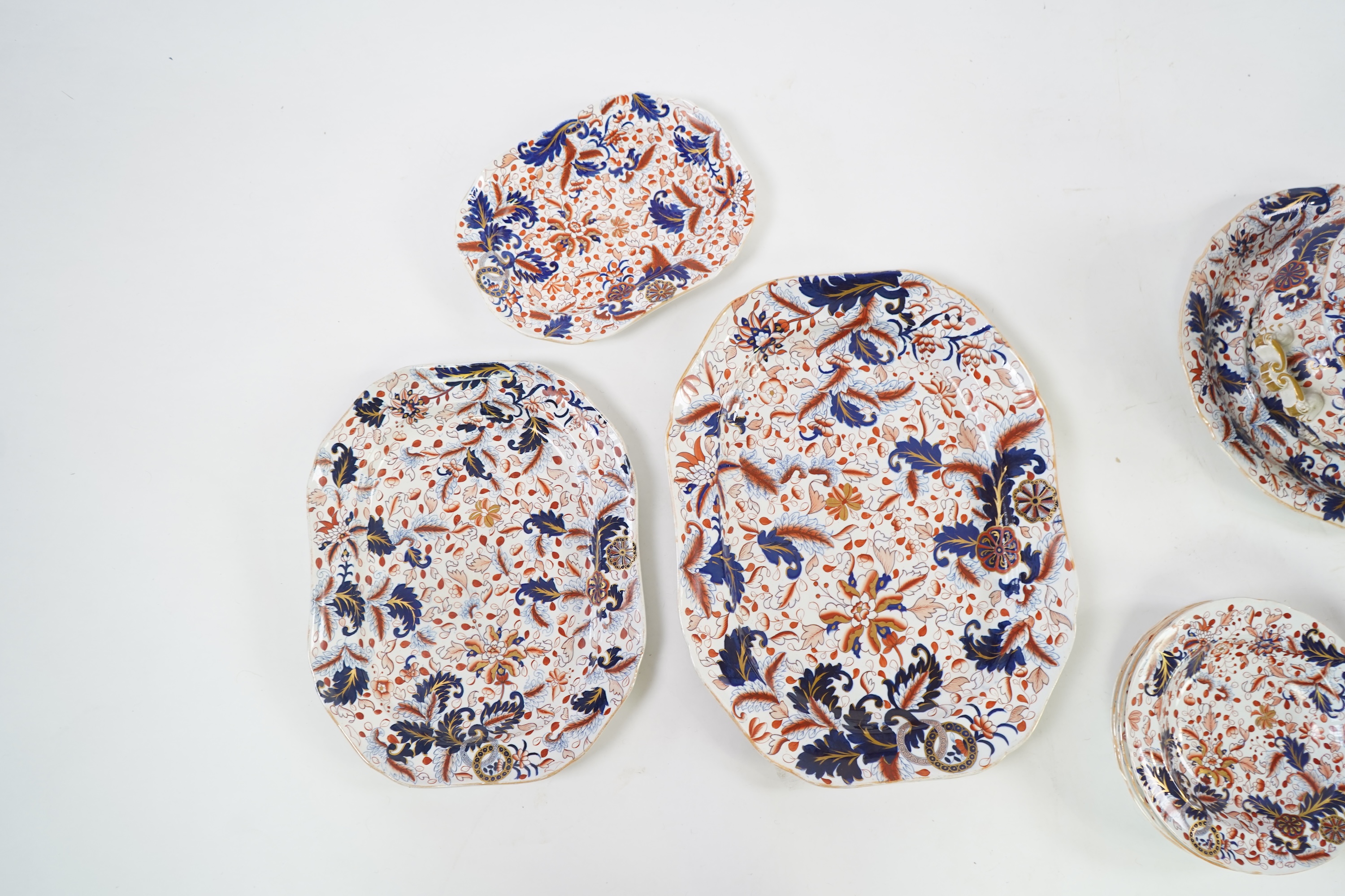 A Copeland & Garrett Imari pattern New Japan Stone part dinner service, c.1840